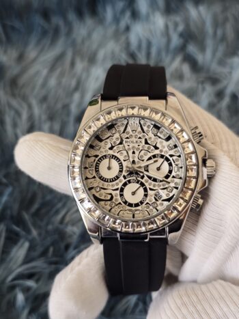 Premium quartz men's watch Classic six-pin automatic watch Luxury All-diamond design with Rubber strap